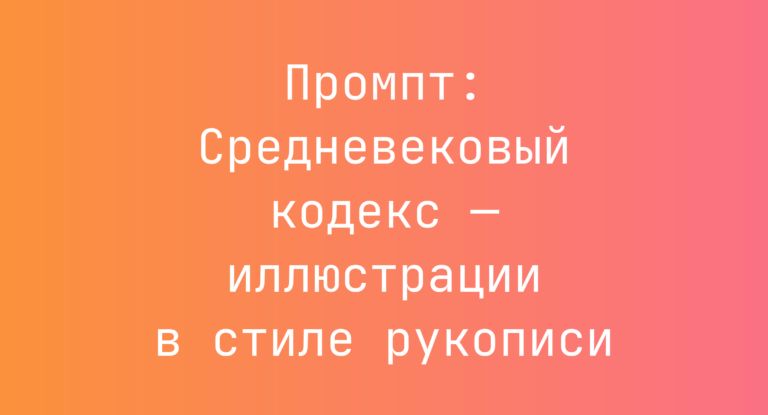 Промпт: Средневековый кодекс — иллюстрации в стиле рукописи