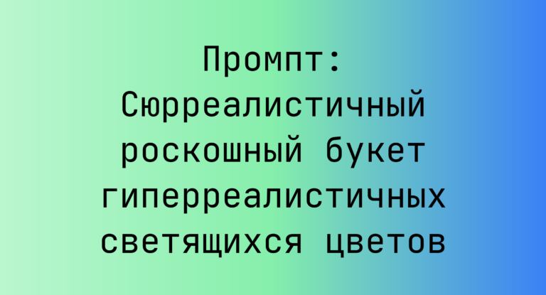 Промпт: Сюрреалистичный роскошный букет гиперреалистичных светящихся цветов