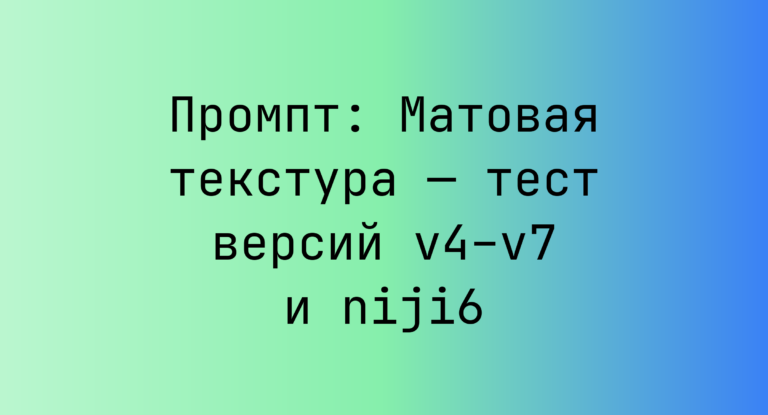 Промпт: Матовая текстура — тест версий v4–v7 и niji6