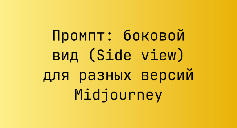 Промпт: боковой вид (Side view) для разных версий Midjourney