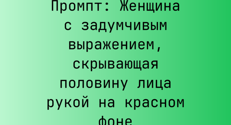 Промпт: Женщина с задумчивым выражением, скрывающая половину лица рукой на красном фоне