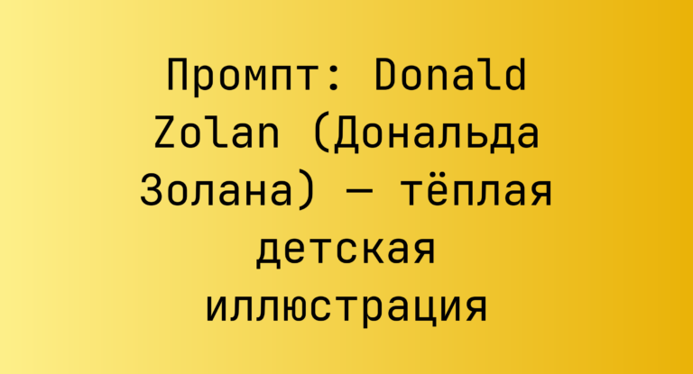 Промпт: Donald Zolan (Дональда Золана) — теплая детская иллюстрация