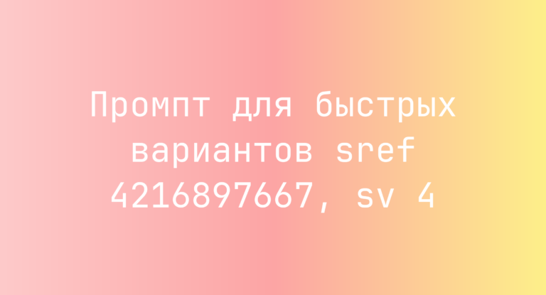 Промпт для быстрых вариантов sref 4216897667, sv 4