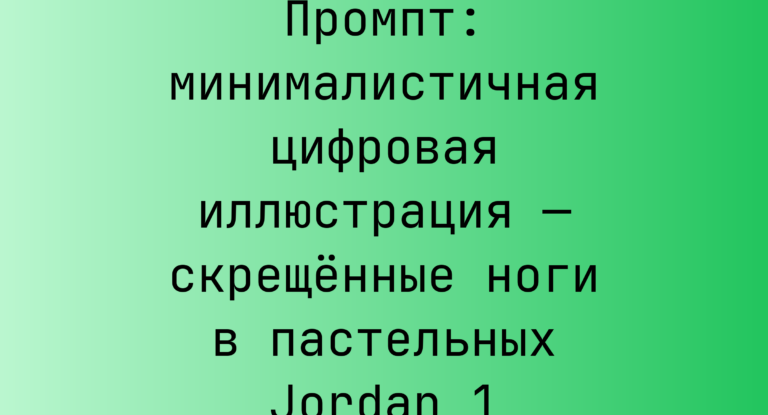 Промпт: минималистичная цифровая иллюстрация — скрещенные ноги в пастельных Jordan 1