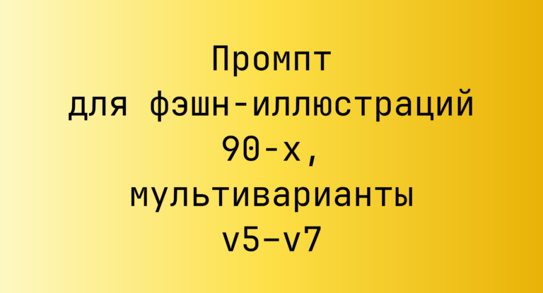 Промпт для фэшн-иллюстраций 90-х, мультиварианты v5–v7