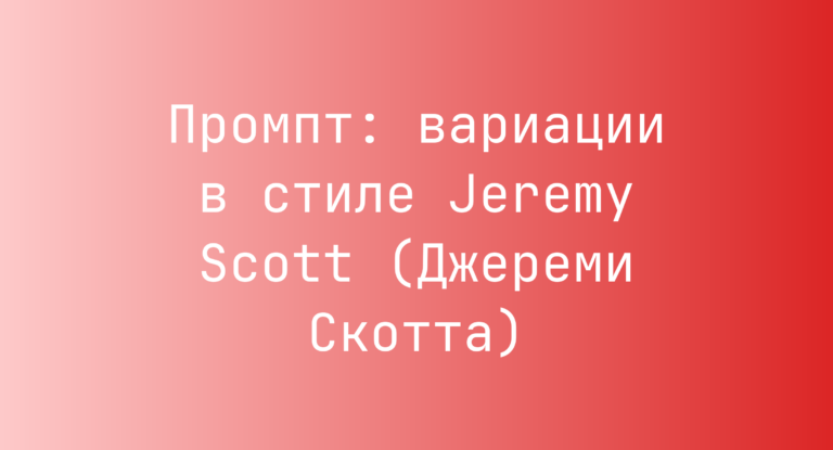 Промпт: вариации в стиле Jeremy Scott (Джереми Скотта)