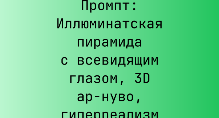 Промпт: Иллюминатская пирамида с всевидящим глазом, 3D ар-нуво, гиперреализм