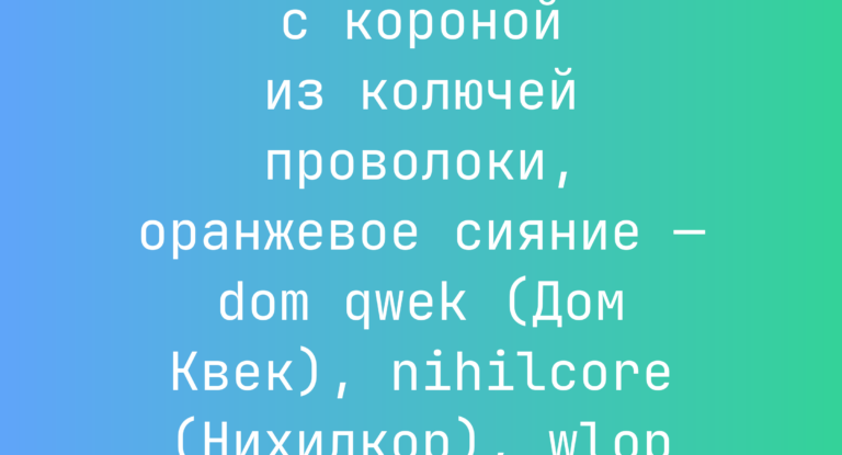 Промпт: девушка с короной из колючей проволоки, оранжевое сияние — dom qwek (Дом Квек), nihilcore (Нихилкор), wlop (Влоп)