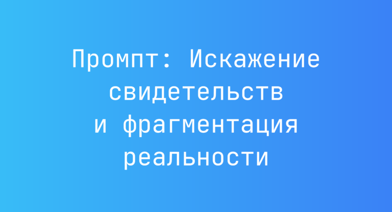 Промпт: Искажение свидетельств и фрагментация реальности
