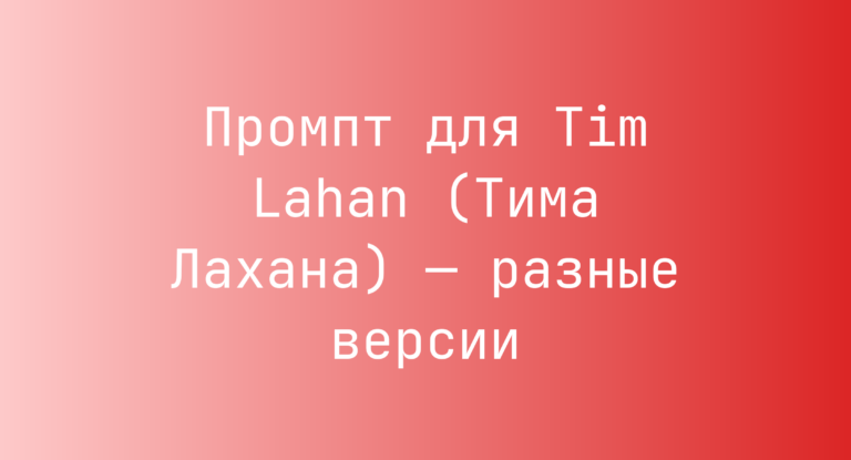 Промпт для Tim Lahan (Тима Лахана) — разные версии