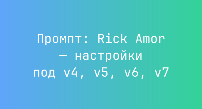 Промпт: Rick Amor — настройки под v4, v5, v6, v7