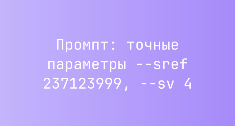 Промпт: точные параметры –sref 237123999, –sv 4
