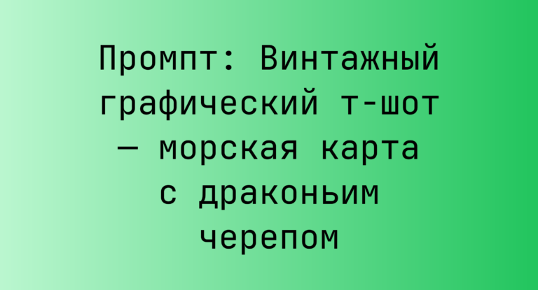 Промпт: Винтажный графический т‑шот — морская карта с драконьим черепом