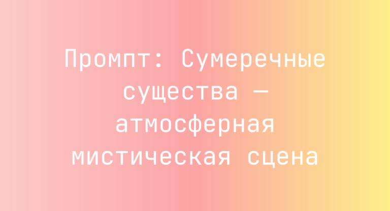 Промпт: Сумеречные существа — атмосферная мистическая сцена