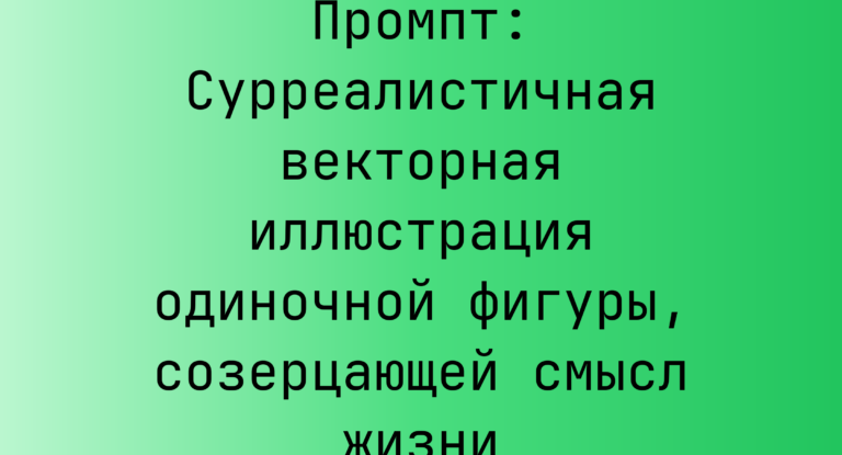 Промпт: Сурреалистичная векторная иллюстрация одиночной фигуры, созерцающей смысл жизни