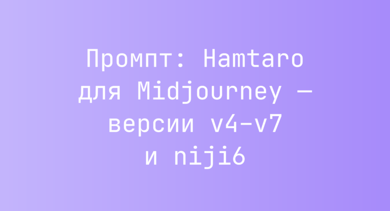 Промпт: Hamtaro для Midjourney — версии v4–v7 и niji6