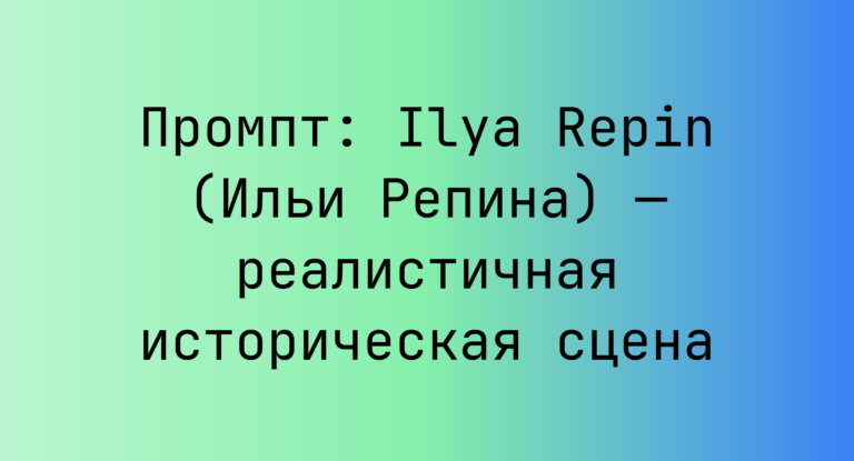 Промпт: Ilya Repin (Ильи Репина) — реалистичная историческая сцена