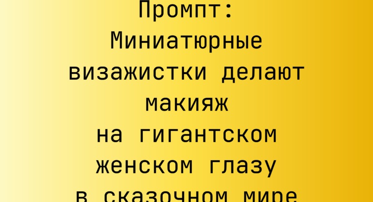Промпт: Миниатюрные визажистки делают макияж на гигантском женском глазу в сказочном мире