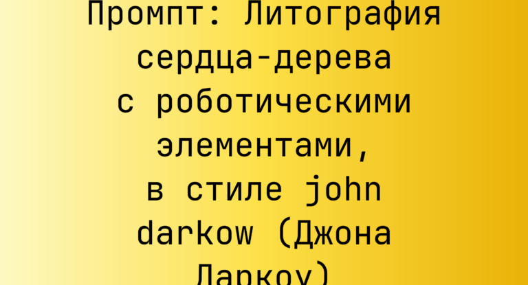 Промпт: Литография сердца-дерева с роботическими элементами, в стиле john darkow (Джона Даркоу)
