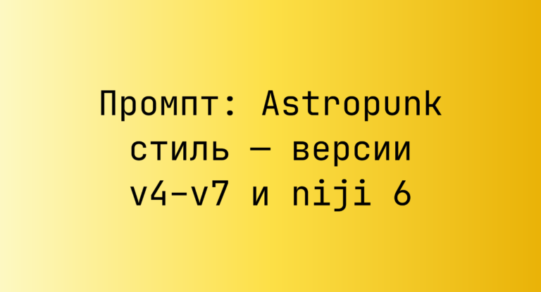 Промпт: Astropunk стиль — версии v4–v7 и niji 6