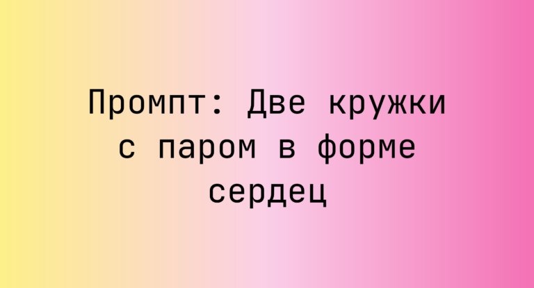 Промпт: Две кружки с паром в форме сердец