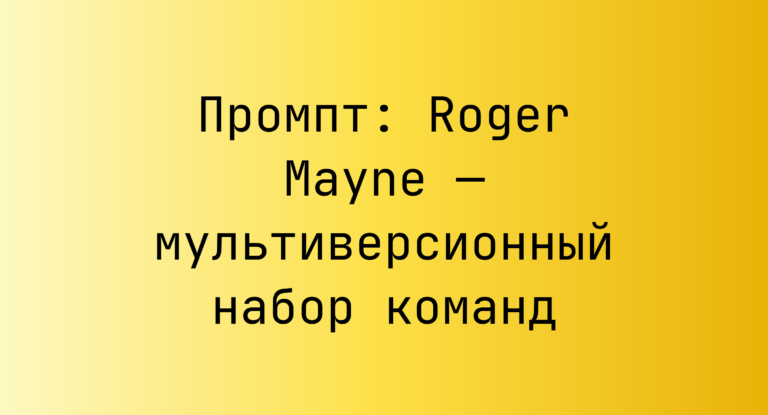 Промпт: Roger Mayne — мультиверсионный набор команд