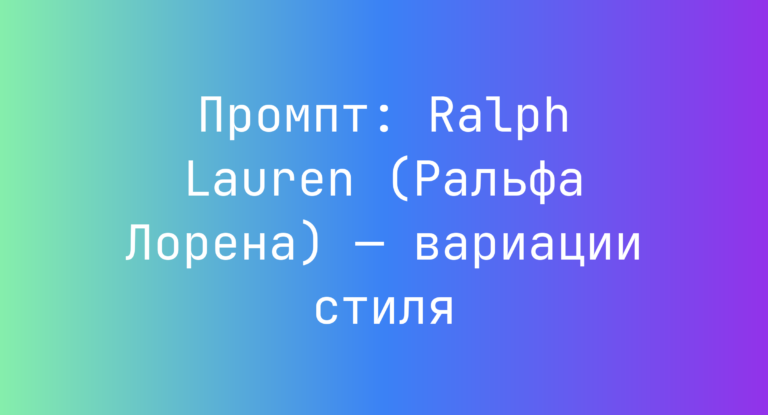 Промпт: Ralph Lauren (Ральфа Лорена) — вариации стиля
