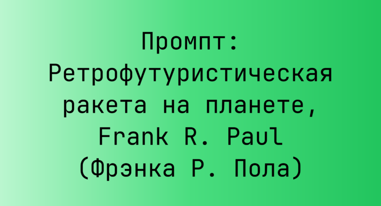 Промпт: Ретрофутуристическая ракета на планете, Frank R. Paul (Фрэнка Р. Пола)