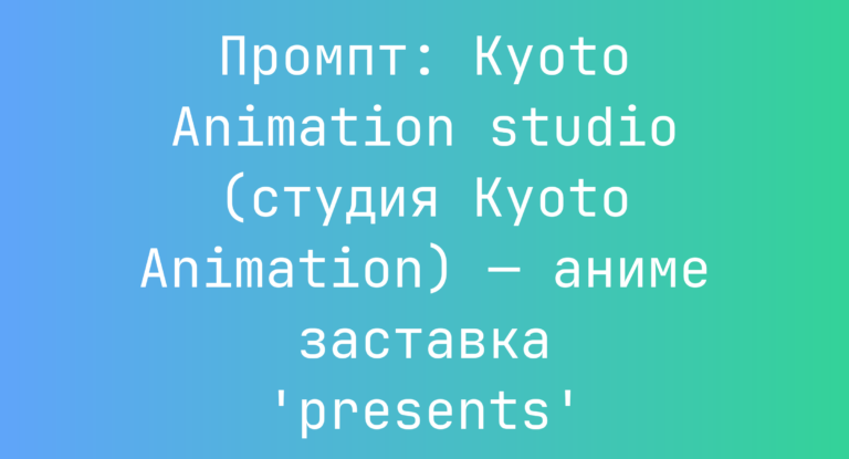 Промпт: Kyoto Animation studio (студия Kyoto Animation) — аниме заставка ‘presents’
