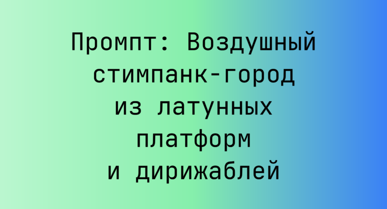 Промпт: Воздушный стимпанк-город из латунных платформ и дирижаблей