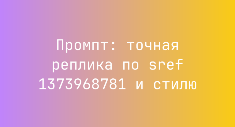 Промпт: точная реплика по sref 1373968781 и стилю