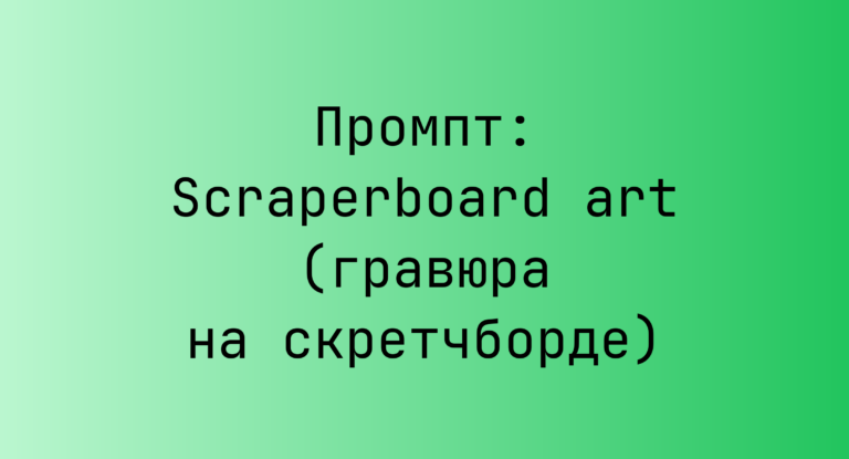 Промпт: Scraperboard art (гравюра на скретчборде)