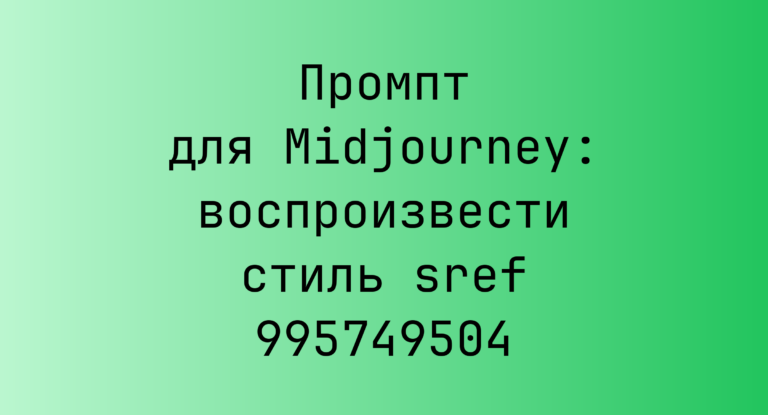 Промпт для Midjourney: воспроизвести стиль sref 995749504