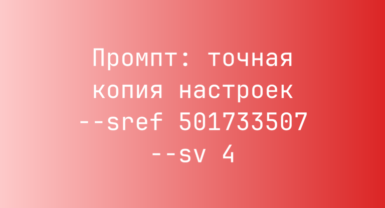 Промпт: точная копия настроек –sref 501733507 –sv 4