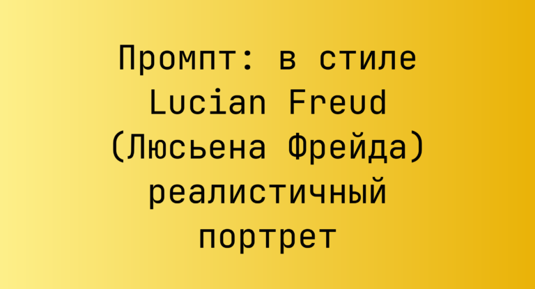 Промпт: в стиле Lucian Freud (Люсьена Фрейда) реалистичный портрет
