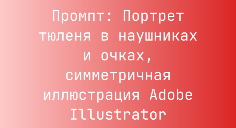 Промпт: Портрет тюленя в наушниках и очках, симметричная иллюстрация Adobe Illustrator