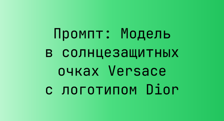 Промпт: Модель в солнцезащитных очках Versace с логотипом Dior