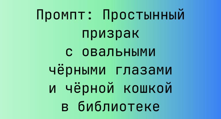 Промпт: Простынный призрак с овальными черными глазами и черной кошкой в библиотеке