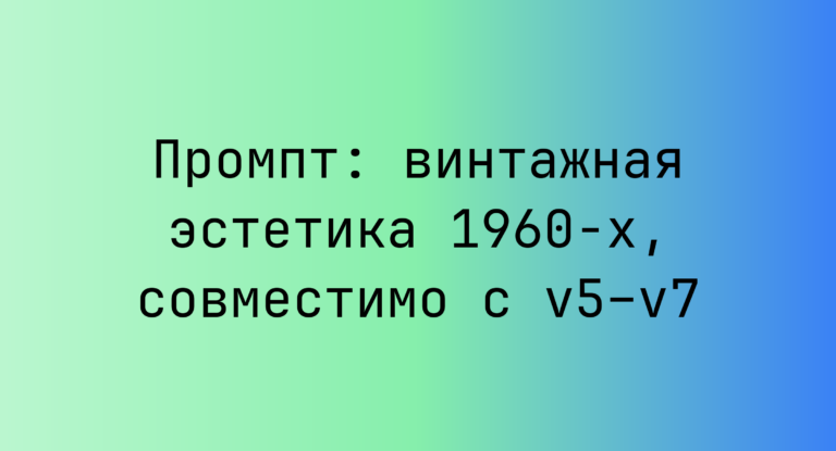 Промпт: винтажная эстетика 1960-х, совместимо с v5–v7