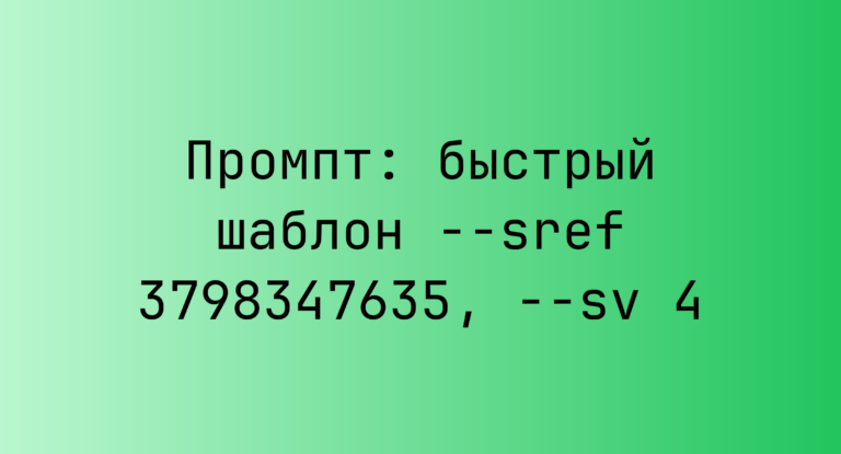 Промпт: быстрый шаблон –sref 3798347635, –sv 4