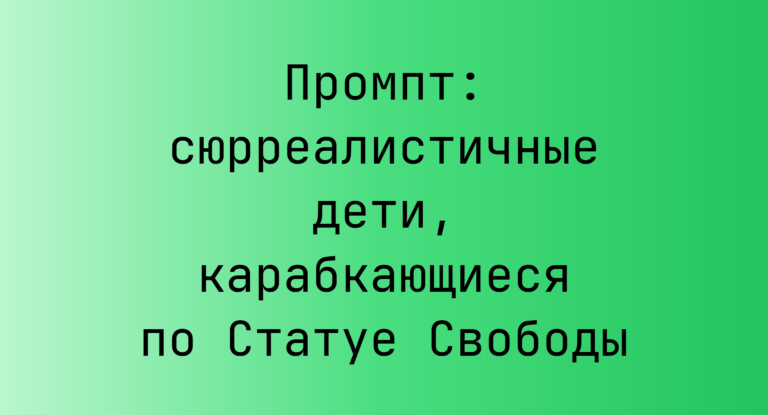 Промпт: сюрреалистичные дети, карабкающиеся по Статуе Свободы