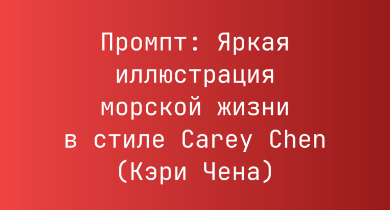 Промпт: Яркая иллюстрация морской жизни в стиле Carey Chen (Кэри Чена)