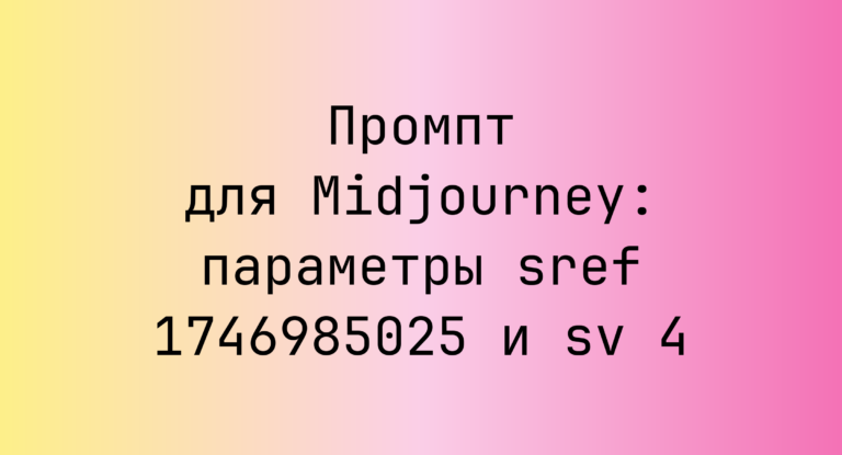 Промпт для Midjourney: параметры sref 1746985025 и sv 4