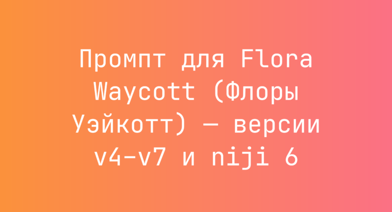 Промпт для Flora Waycott (Флоры Уэйкотт) — версии v4–v7 и niji 6