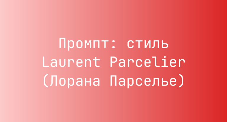 Промпт: стиль Laurent Parcelier (Лорана Парселье)