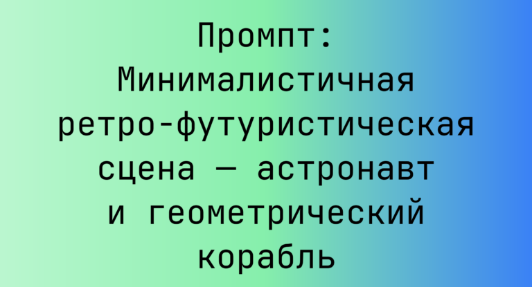 Промпт: Минималистичная ретро-футуристическая сцена — астронавт и геометрический корабль