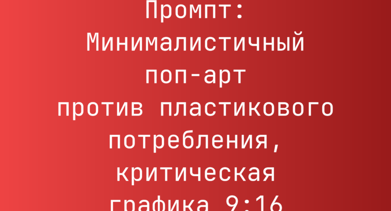 Промпт: Минималистичный поп-арт против пластикового потребления, критическая графика 9:16