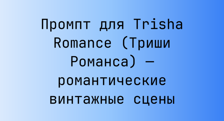 Промпт для Trisha Romance (Триши Романса) — романтические винтажные сцены