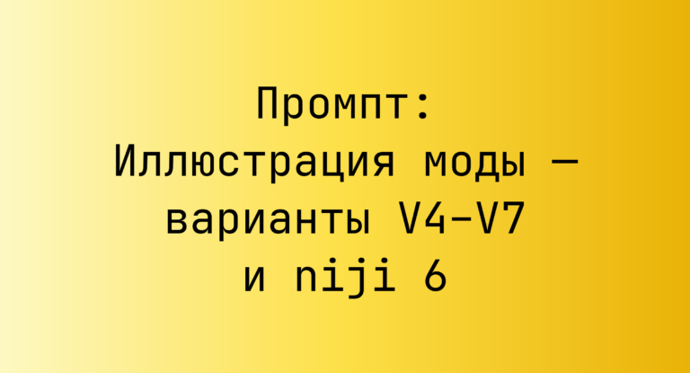 Промпт: Иллюстрация моды — варианты V4–V7 и niji 6