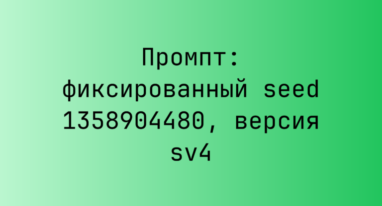 Промпт: фиксированный seed 1358904480, версия sv4